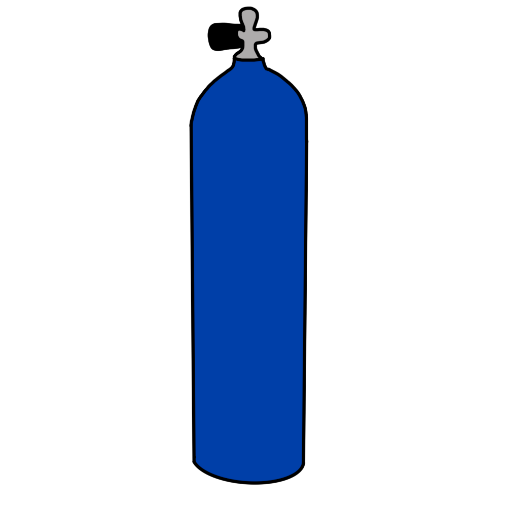  A drawing of a blue cylinder air tank.